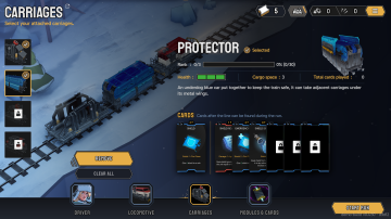 Protector carriage deck cards, pool cards, and unlockable cards.