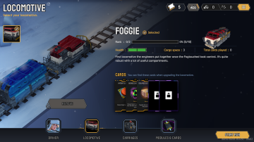 Foggie locomotive pool cards and unlockable modules.