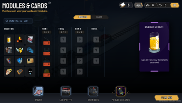 Modules available to be unlocked before a run
