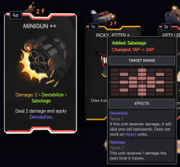 Minigun modified to add the Sabotage effect, but increasing its cost by 1 .