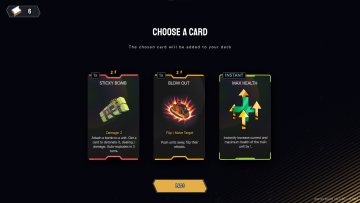 Upgrading a carriage rewards a choice of random cards from the pool (or an instant health upgrade).