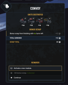 Rewards for defeating a Convoy and destroying the Convoy Van