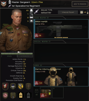 Pike leads a full infantry squad with Hammer battle rifles, Mag Pouches, and Marine Infantry Body Armor.