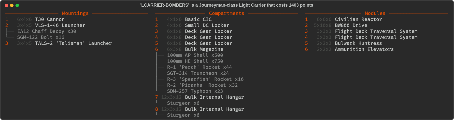 LCARRIER-BOMBERS Fit