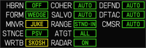 A screenshot of the in-game craft stance control board.