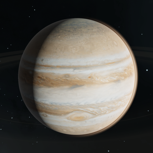 A screenshot of planet Jupiter from orbit