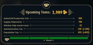 An image of an in-game Tax Report