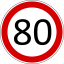 Road sign Maximum speed 80 km/h