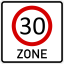 Road sign Maximum speed in this zone 30 km/h