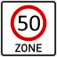 Road sign Maximum speed in this zone 50 km/h
