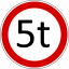 Road sign weight limit 5t
