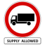 Road sign no cargo allowed except supply
